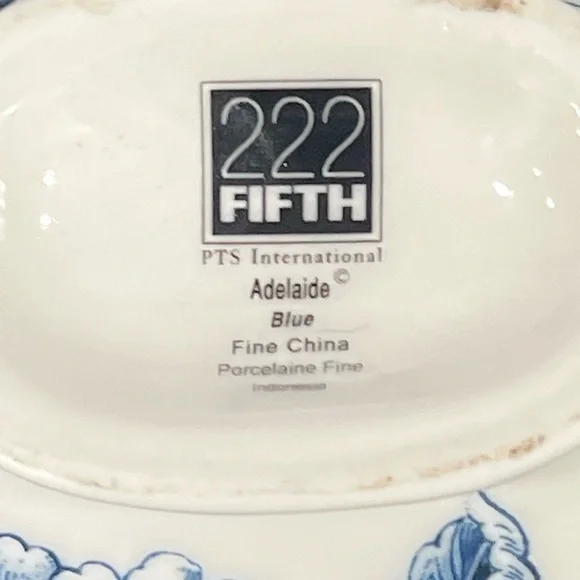 222 Fifth Adelaide Blue & White Creamer - Picture 4 of 5